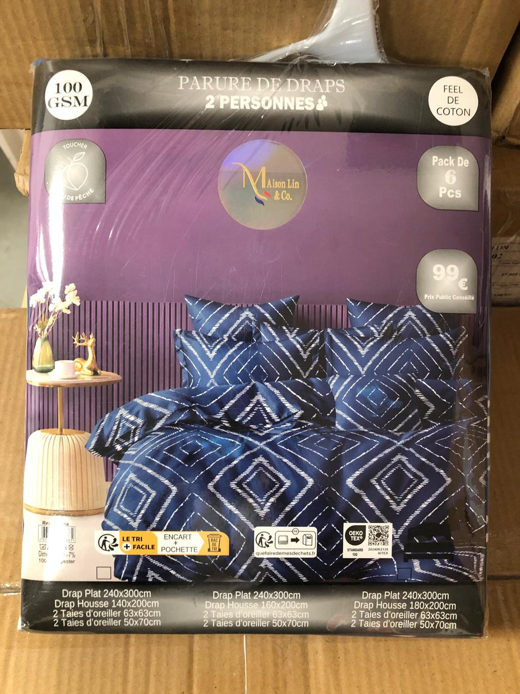 Destockage Des Parures de Lit 160x200 Drap Plat 6 Pièces