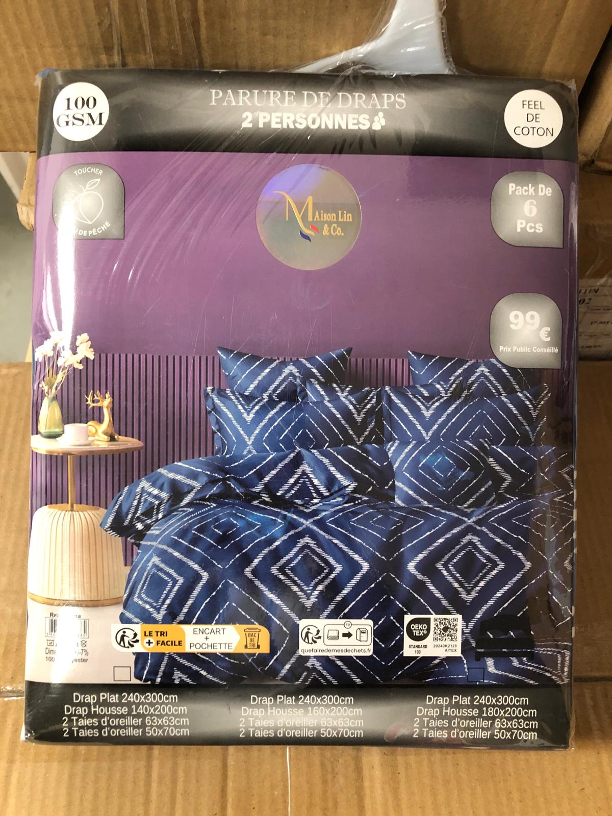 Destockage Des Parures de Lit 160x200 Drap Plat 6 Pièces
