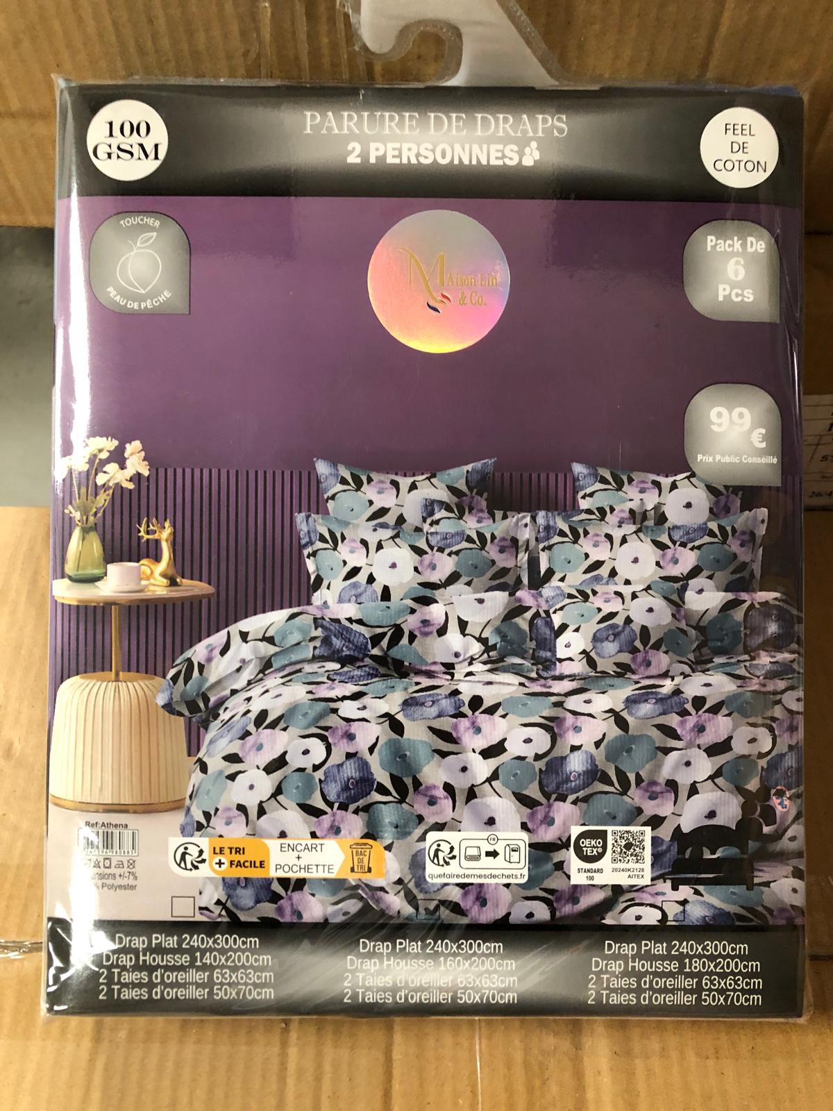 Destockage Des Parures de Lit 160x200 Drap Plat 6 Pièces