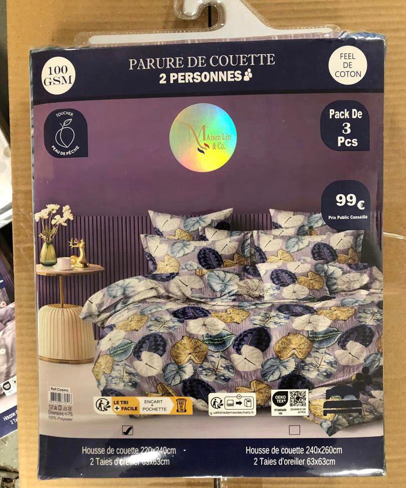 Parure De Lit Housse De Couette 220x240 3 Pièces