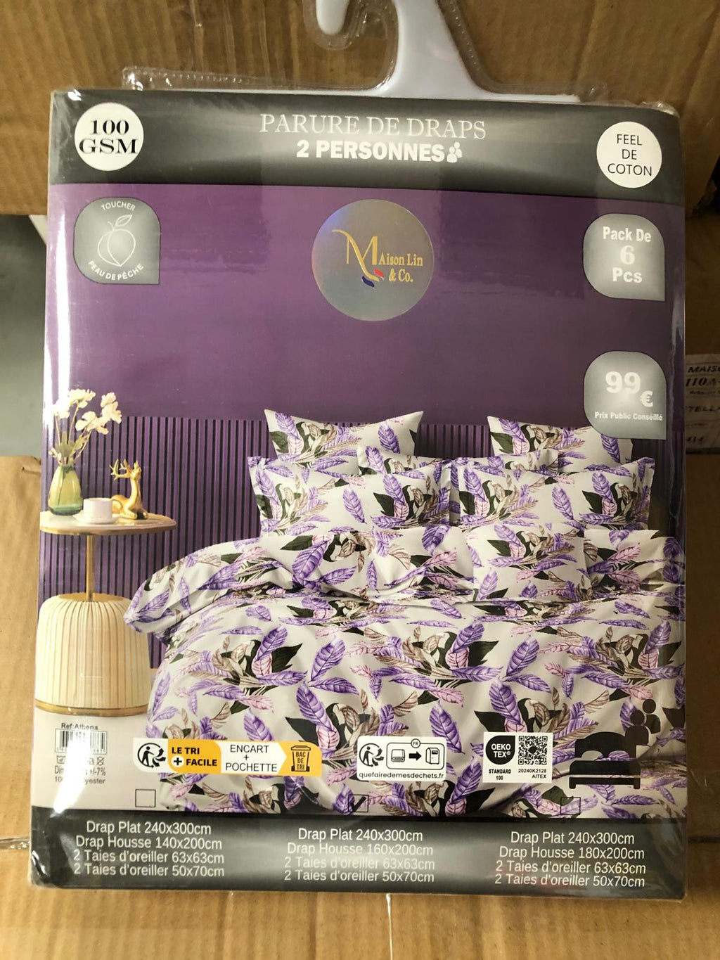 Destockage Des Parures de Lit 160x200 Drap Plat 6 Pièces