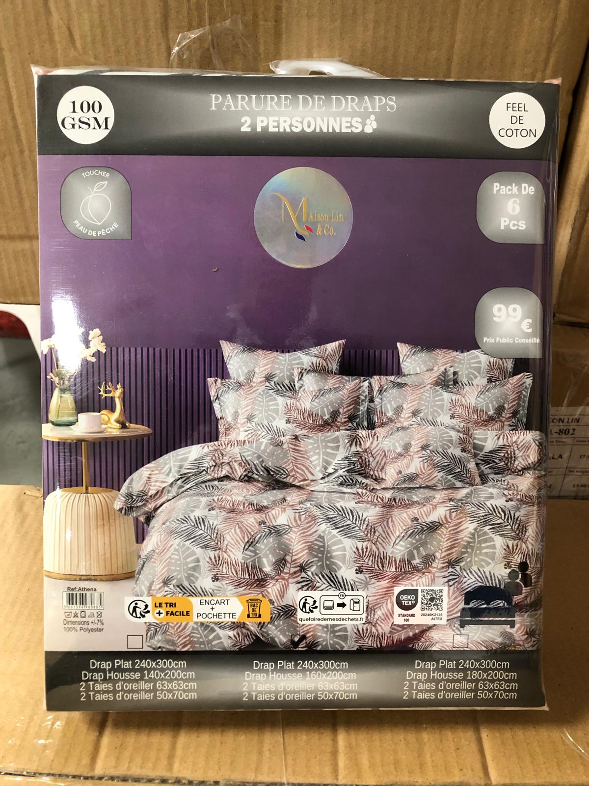 Destockage Des Parures de Lit 160x200 Drap Plat 6 Pièces