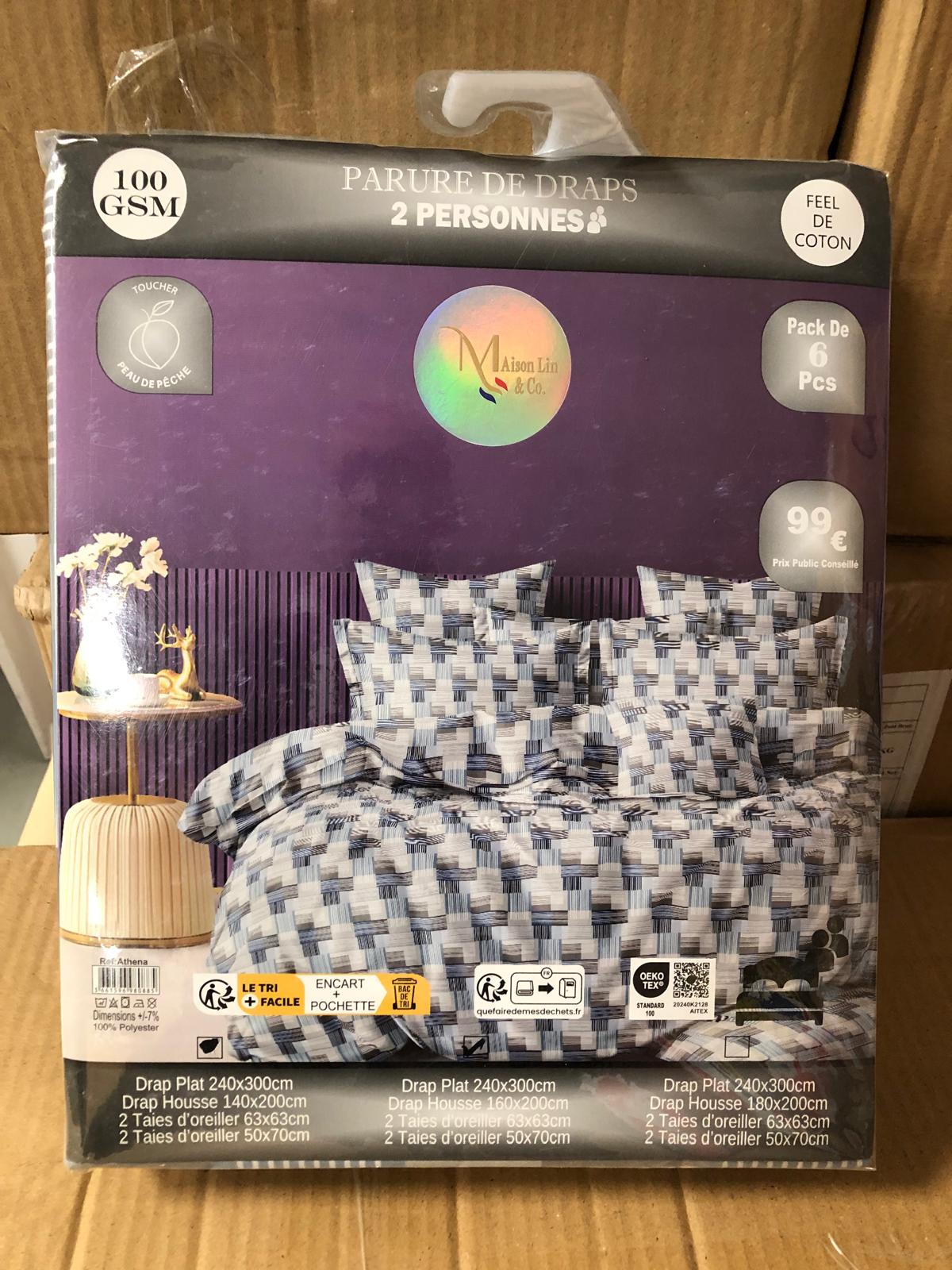 Destockage Des Parures de Lit 160x200 Drap Plat 6 Pièces