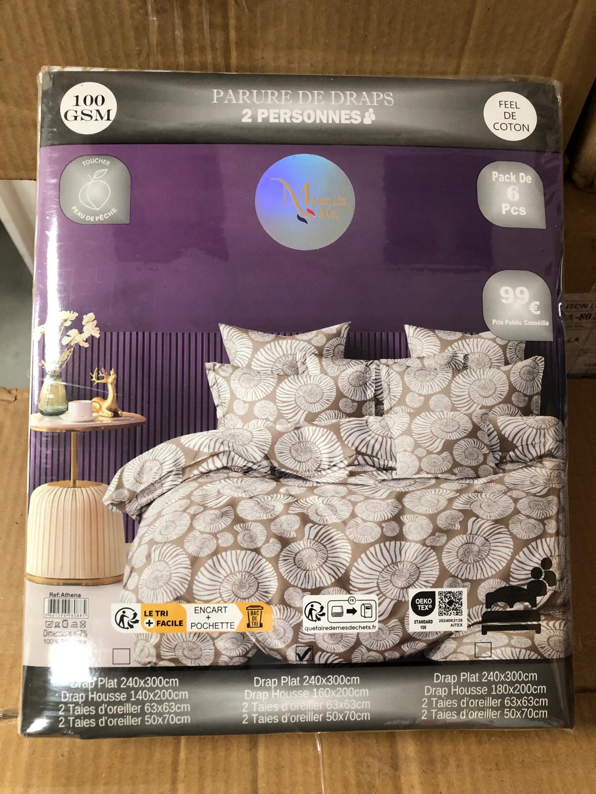 Parure De Lit 160x200+Drap Plat 6 Pièces