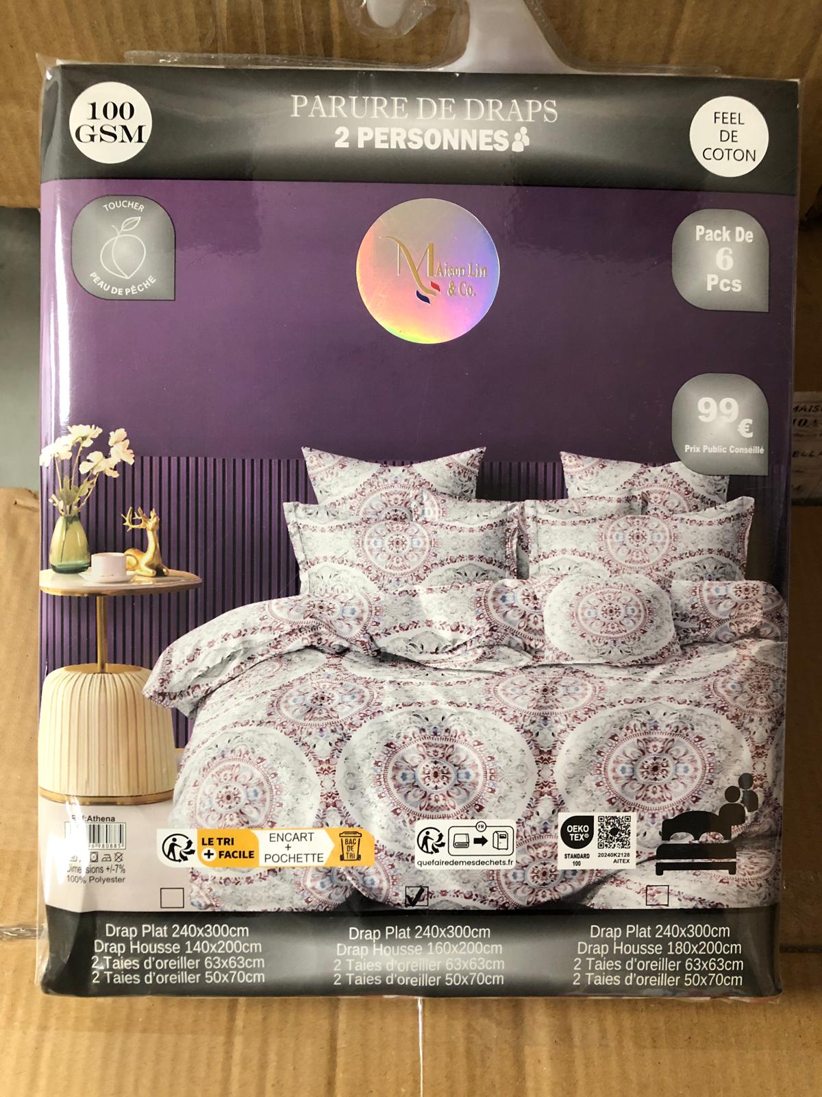 Destockage Des Parures de Lit 160x200 Drap Plat 6 Pièces